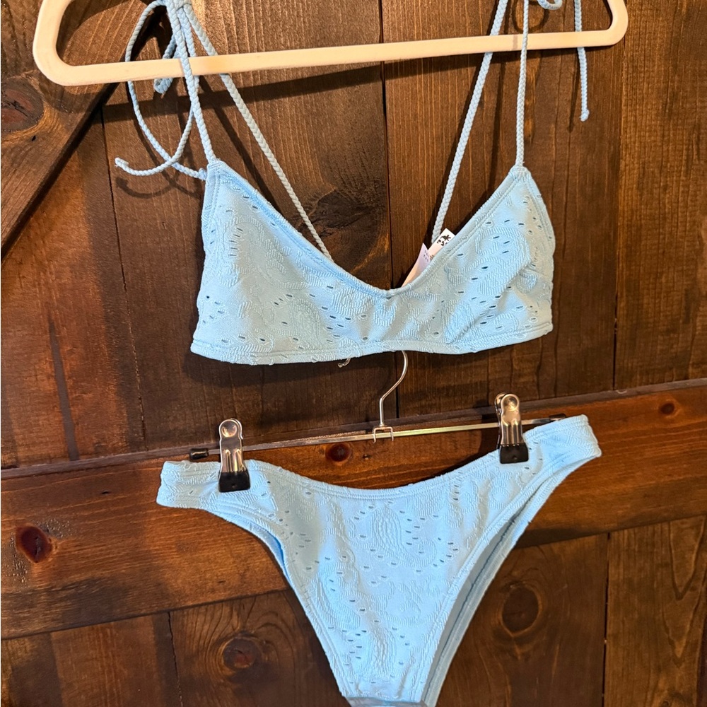 Light Blue Eyelet Bikini Set